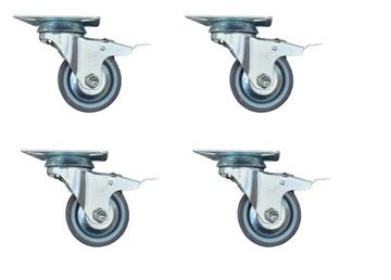 Zestaw 4 kół meblowych 50mm z hamulcem