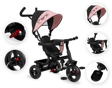 Трехколесный велосипед 5-в-1 — MoMi IRIS PINK — ВРАЩАЮЩАЯСЯ НА 360° КОРЗИНА
