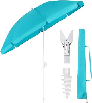 PARASOL OGRODOWY PLAŻOWY HAK 180 cm TURKUSOWY BŁĘKITNY NIEBIESKI