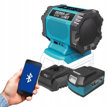 GŁOŚNIK Bluetooth AKUMULATOROWY 18V DEDRA + 4Ah