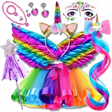 STRÓJ JEDNOROŻEC PRZEBRANIE JEDNOROŻCA KOSTIUM NA BAL DLA DZIECI ZESTAW