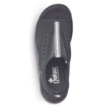 Zdrowotne sandały Rieker dla stóp Wrażliwych na Haluksy platforma Czarne