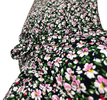 Długa sukienka kwiaty łączka kopertowy dekolt falbanka wiskoza maxi XL/XXL