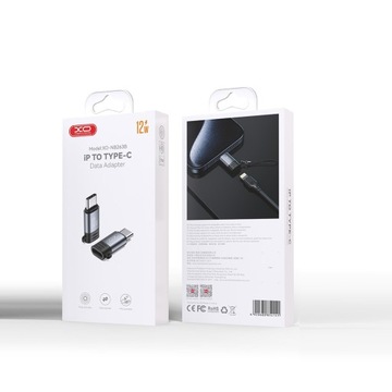 Переходник XO Lightning на USB-C 2A, черный и матово-серебристый