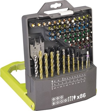 ZESTAW WIERTEŁ I BITÓW Ryobi RAK86MIXC Titanium 86
