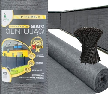 SIATKA CIENIUJĄCA MOCNA 95% OSŁONOWA MASKUJĄCA NA PŁOT OGRODZENIE 1,5x50 UV