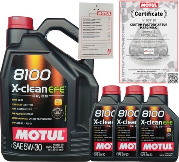 MOTUL 8100 X-CLEAN EFE 5W30 C2/C3 8L BMW LL-04 VW 505 00 + ZAWIESZKA