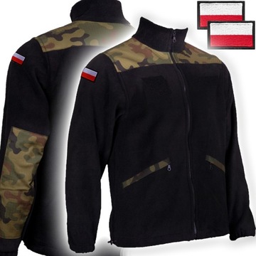 Polar wojskowy CZARNY + MORO Bluza + flagi r. M