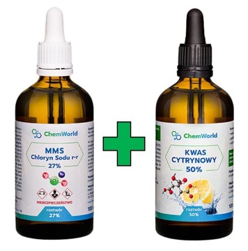 ChemWorld | MMS CHLORYN SODU 27% 100ml + KWAS CYTRYNOWY 50% CZDA 100ml