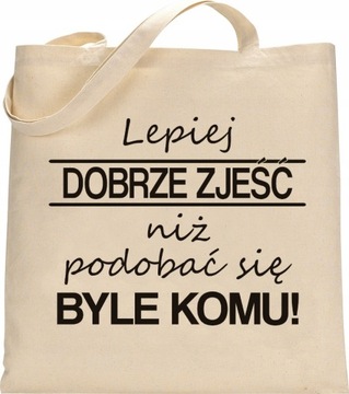 EKO TORBA ZAKUPOWA SHOPPERKA ŚMIESZNE NAPISY GRUBA BAWEŁNA - RW11