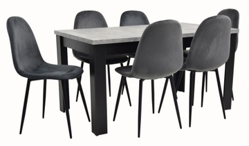 ROZKŁADANY stół + 6x KUBEŁKOWE krzesło welur SALON