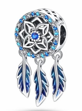 3 Charms Niebieski Łapacz snów do Pando S925 serce