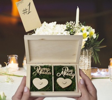 Деревянная, деревенская, шкатулка для обручальных колец