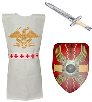 Strój legionisty Rzymskiego dla dziecka 7-15 lat tunika miecz tarcza