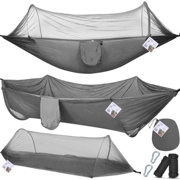 HAMAK Z MOSKITIERĄ 1 lub 2 osobowy TURYSTYCZNY SURVIVAL BUSHCRAFT LEKKI 3w1