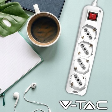 V-TAC Многофункциональный источник питания с выключателем и кабелем длиной 1,5 метра, тип L IT