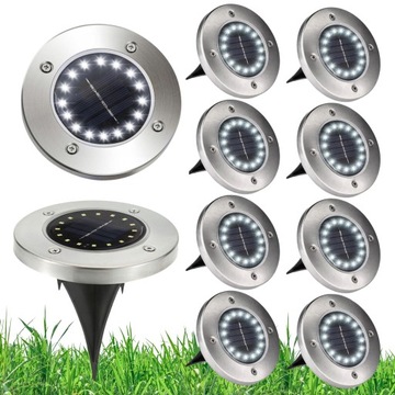 LAMPA OGRODOWA NAJAZDOWA SOLARNA 16 LED LAMPA OGRODOWA WBIJANA 8 sztuka