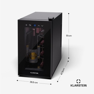 Винный шкаф Klarstein Shiraz 21л, 8 бутылок, 8-18°C, сенсорная панель