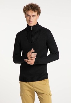 Sweter z golfem, rozpinany, czarny MO L