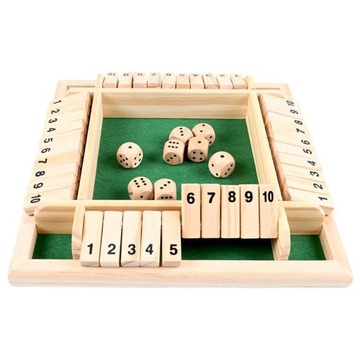 Shut The Box Dice Game Wooden Board Game a Classic 4 Sided Family Math Game