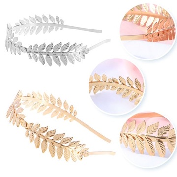 2PCS grecka korona metalowa bogini liść opaska na