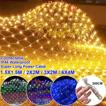 GIRLANDA LAMPKI 2x2M SIATKA KURTYNA 144LED