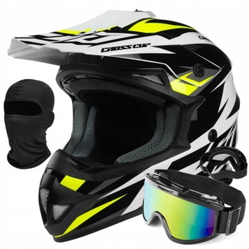 CASSIDA CROSS KASK MOTOCYKLOWY CUP/TWO MAT + GOGLE KOMINIARKA XS 53-54cm