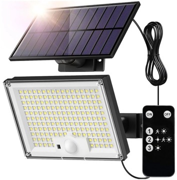 LAMPA SOLARNA LED 300W Z OSOBNYM PANELEM PILOT Z CZUJNIKIEM ZMIERZCHU RUCHU