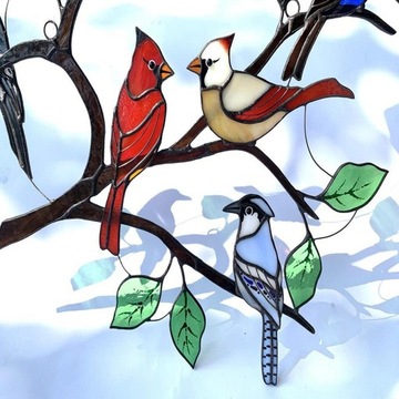 Витражи с птицами, подвесные подвесные декорации для птиц