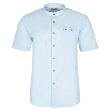 LNIANA BAWEŁNIANA KOSZULA MĘSKA STÓJKA BŁĘKITNA ROZ.M 39/40