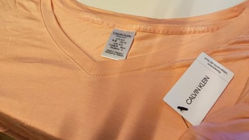 CALVIN KLEIN góra od piżamy różowy logo rękaw S