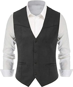 V-neck Men's Wasitcoat Western Style Denim Slim Me