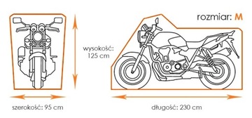 Pokrowiec motocyklowy M 230x95x125 cm wodoodporny