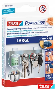 SMOPRZYLEPNE PLASTRY DWUSTRONNE MONTAŻOWE POWERSTRIPS 10 szt DUŻE 2KG TESA