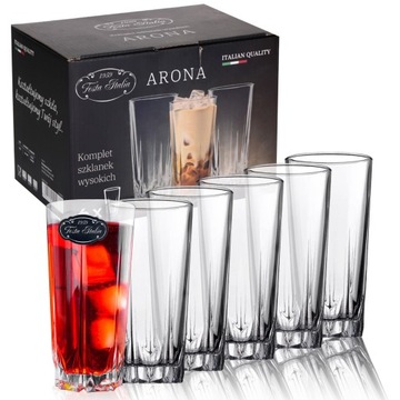 SZKLANKI DO NAPOJÓW FESTA ITALIA UNIWERSALNE KOMPLET ZESTAW 6SZT 310 ML