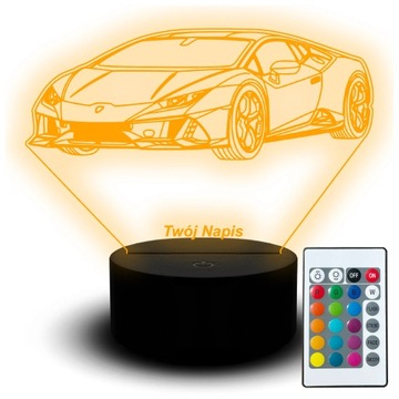 Lampka Nocna Led Statuetka Lamborghini Huracan Aventador Samochód Na Pilot