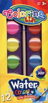 COLORINO FARBY AKWARELOWE 12 KOLORÓW DUŻA PASTYLKA