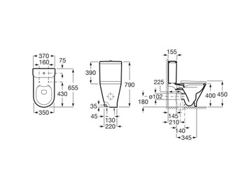 ROCA GAP ROUND Унитаз Rimless компактный 65,5 см