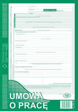Druk UMOWA O PRACĘ typ 500-1N format A4