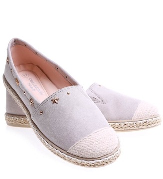 Lekkie damskie balerinki baleriny szare espadryle 15636 40