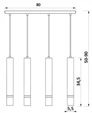 ЛАМПА С ВЫСОКОЙ ТРУБОЙ ICILS EYE МЕТАЛЛИЧЕСКИЙ СТОЛ 4xGU10 80см