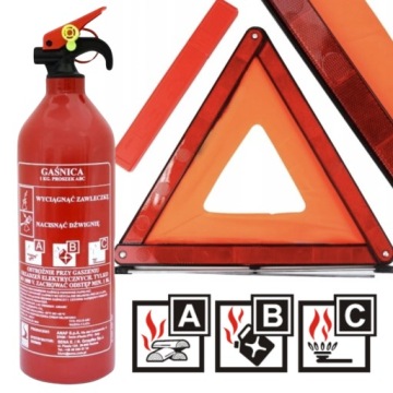 Набор для обеспечения безопасности автомобиля Огнетушитель и треугольник