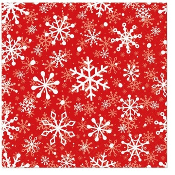 Serwetki z bibuły CHRISTMAS SNOWFLAKES red 33x33 ŚWIĘTA