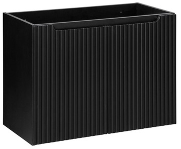 RYFLOWANA Szafka pod Umywalkę 80 cm Wisząca Czarna 2 drzwi MDF