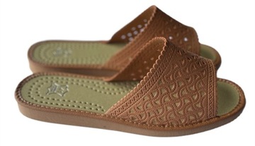 Damskie Pantofle Kapcie Odkryte Tłoczone Rozmiar 38