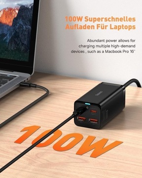 ЗАРЯДНОЕ УСТРОЙСТВО BASEUS GAN3 2X USB-C/2X USB 100 Вт
