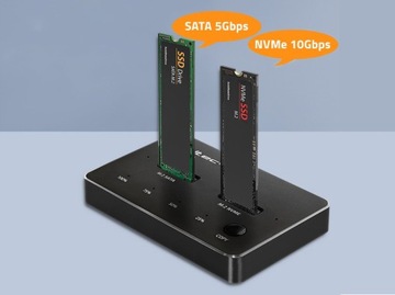 STACJA DOKUJĄCA DYSKÓW 2x SSD M.2 NVME SATA USB-C DUAL 2x 2TB KOPIOWANIE