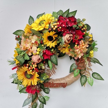 Осенний дверной венок ПОДСОЛНУХИ, большой, 45 см