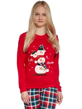 Piżama świąteczna dziewczęca Cornette 592/172 Snowman 2 r. 134/140 bałwan