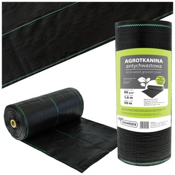 NAJMOCNIEJSZA AGROTKANINA ANTYCHWASTOWA 90g 1,6x50m UV3% AGROWŁÓKNINA